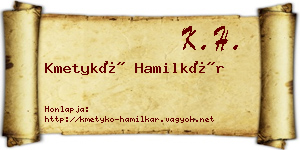 Kmetykó Hamilkár névjegykártya